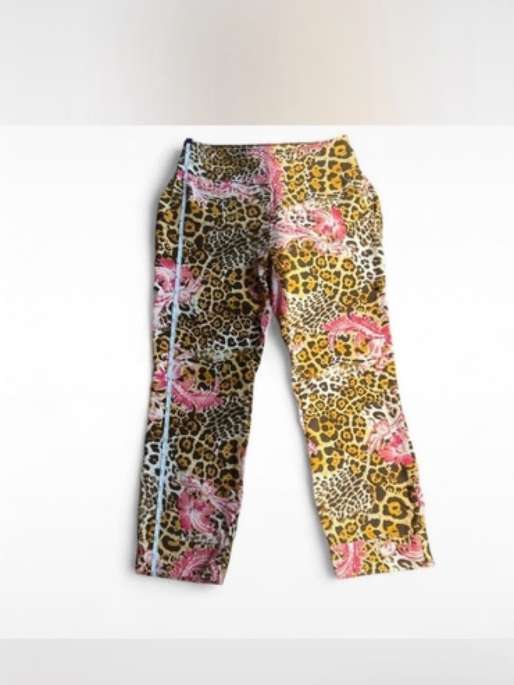 New York & Company Leopard Print Capris with Pink Floral Accents